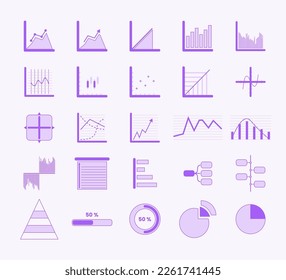 graph and chart infographic icon set. Graph, chart, diagram Vector illustration.