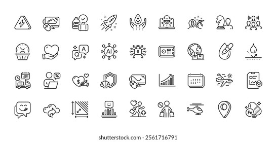 Graph chart, International delivery and Safe box line icons pack. AI, Question and Answer, Map pin icons. Yummy smile, Stop shopping, Cloud computing web icon. Vector