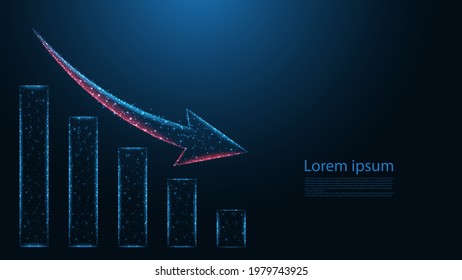 Graph chart line connection. Financial crisis concept. Low poly design. Abstract geometric background. vector illustration.
