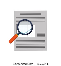 graph chart and magnifying glass icon 