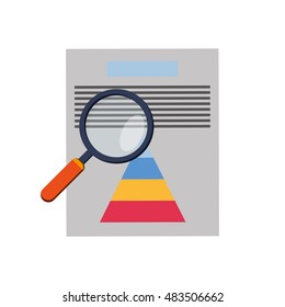 graph chart and magnifying glass icon 