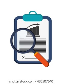 graph chart and magnifying glass icon 