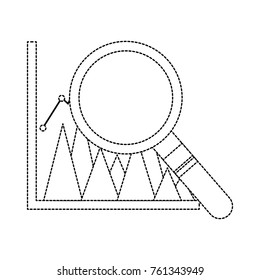 graph chart with magnifying glass icon image 