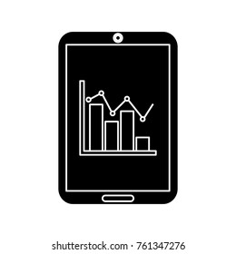 graph chart on cellphone screen icon image 