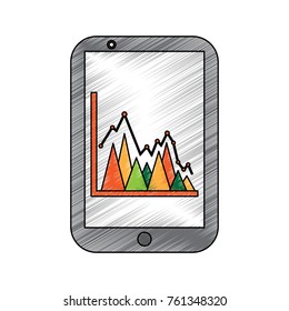 graph chart on cellphone screen icon image 