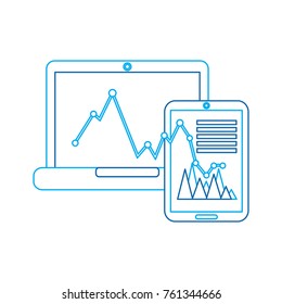 graph chart on laptop and cellphone screen icon image 