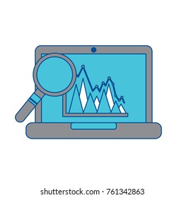 graph chart on laptop screen icon image 