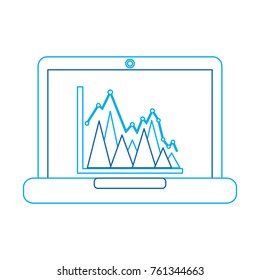 graph chart on laptop screen icon image 