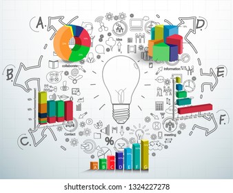 Graph chart Percent 3D and icon - Background Plan Business Data for success - Creativity style modern Idea and Concept Vector Illustration