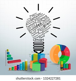 Graph chart Percent 3D and icon - Background Plan Business Data for success - Creativity style modern Idea and Concept vector illustration