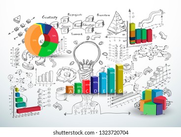  Graph chart Percent and icon -   Background Plan Business -  creativity modern Idea and Concept  illustration  - Vector