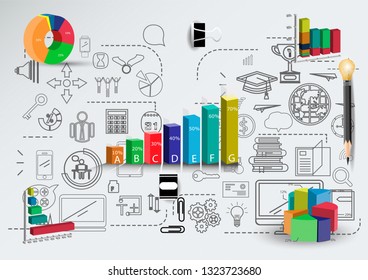  Graph chart Percent and icon -   Background Plan Business -  creativity modern Idea and Concept  illustration  - Vector