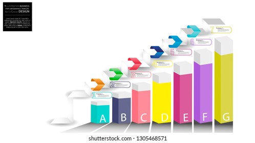 Graph chart Percent  - Illustration modern  Business Steps Infographics Template Idea and concept design  -  Vector