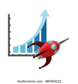 graph chart and rocket icon