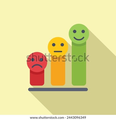 Graph chart satisfaction level icon flat vector. Normal game. Excellent emotive
