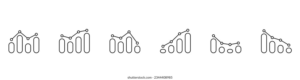 Graph chart set line icon illustration