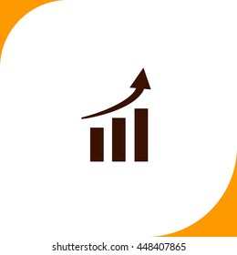 Graph chart sign. Brown icon on white background