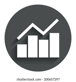 Graph chart sign icon. Diagram symbol. Statistics. Circle flat button with shadow. Modern UI website navigation. Vector