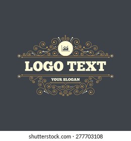 Graph chart sign icon. Diagram symbol. Statistics. Flourishes calligraphic ornament. Vector