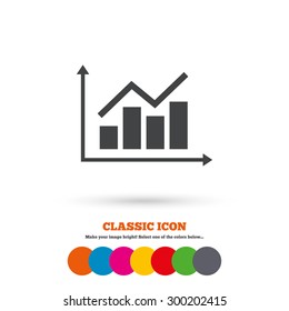 Graph chart sign icon. Diagram symbol. Statistics. Classic flat icon. Colored circles. Vector