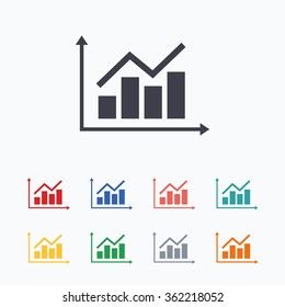 Graph chart sign icon. Diagram symbol. Statistics. Colored flat icons on white background.