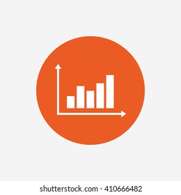 Graph chart sign icon. Diagram symbol. Statistics. Orange circle button with icon. Vector