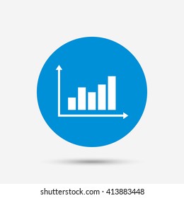 Graph chart sign icon. Diagram symbol. Statistics. Blue circle button with icon. Vector