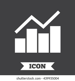 Graph chart sign icon. Diagram symbol. Statistics. Graphic design element. Flat graph chart symbol on dark background. Vector
