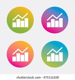 Graph chart sign icon. Diagram symbol. Statistics. Gradient flat buttons with icon. Modern design. Vector