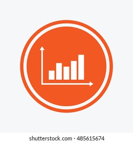 Graph chart sign icon. Diagram symbol. Statistics. Graphic design element. Flat graph chart symbol on the round button. Vector