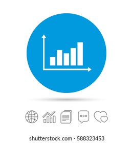 Graph chart sign icon. Diagram symbol. Statistics. Copy files, chat speech bubble and chart web icons. Vector