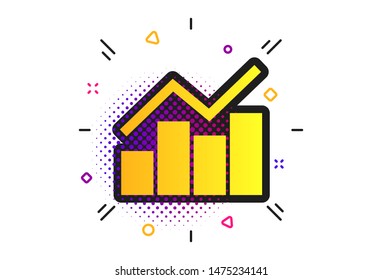 Graph chart sign icon. Halftone dots pattern. Diagram symbol. Statistics. Classic flat graph icon. Vector