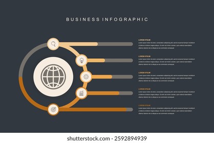 Graph chart statistic data Infographic elements template, Business concept Timeline 5 step for report and presentation economic diagram illustration