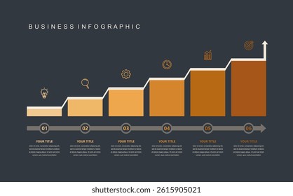 Graph chart statistic data Infographic elements template, Business concept Timeline 6 step for report and presentation economic diagram illustration