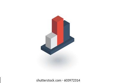 graph chart, statistic diagram isometric flat icon. 3d vector colorful illustration. Pictogram isolated on white background