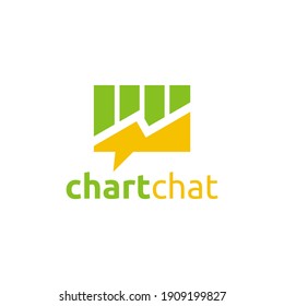 Graph Chart Statistic Marketing Financial with Bubble Chat Logo Design Vector
