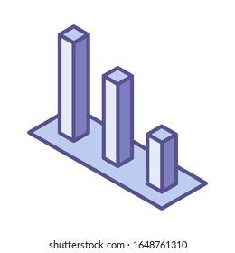 Graph chart statistics isometric icon. Financial bar chart, isometric vector illustration for web design. Business presentation symbol, logo illustration