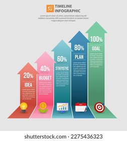 graph chart steps, Infographic design template and marketing icons, with 5 options, parts, steps or processes,Business concept 