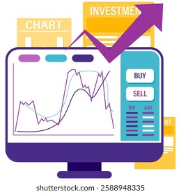 graph and chart, stock exchange and trading, business illustrations and financial reports