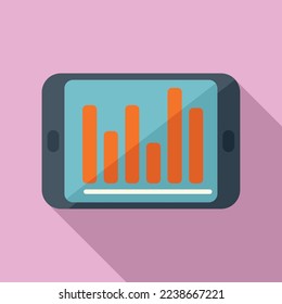 Graph chart tablet icon flat vector. Document report. Data file