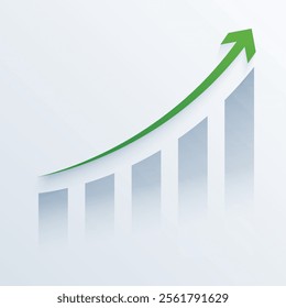 Up graph chart vector. Growth increase sign. Economy rise and symbol. Upward trend bar chart icon. Profit statistics. Business growth graph vector isolated on white background.