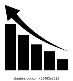 Nach oben Diagramm Vektorsymbol-Set. Wachstumssteigerungszeichen. Symbol für Wirtschaftsaufstieg und -abschwung. Symbolsatz für Statistiken. Vektorillustrator. 