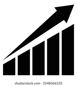 Nach oben Diagramm Vektorsymbol-Set. Wachstumssteigerungszeichen. Symbol für Wirtschaftsaufstieg und -abschwung. Symbolsatz für Statistiken. Vektorillustrator. 