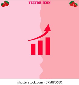 Graph chart vector  icon. Strawberry Background.