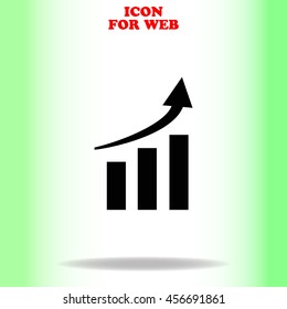 Graph chart web icon. Black illustration on white background