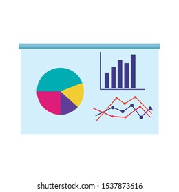 graph charts icon over white background, vector illustration