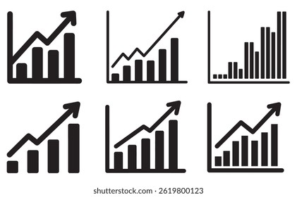Graph and charts line icon set. Set of 30 outline icons related to graph, charts, candlesticks, bar charts, pie charts and others. Editable stroke. Vector illustration.