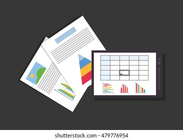 graph charts paper documents office related items icon