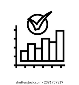 graph check mark line icon vector. graph check mark sign. isolated contour symbol black illustration