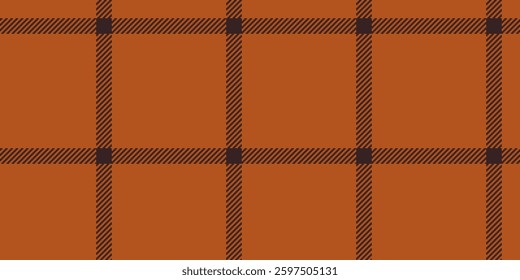 Graph check pattern texture, punk seamless background fabric. National tartan textile plaid vector in orange and dark colors palette.